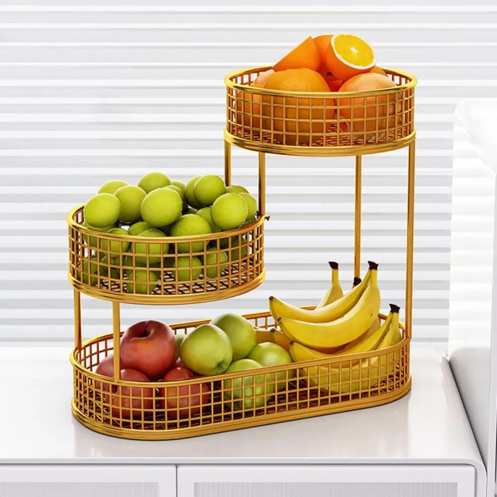 Food Snacks Drinks - Trójwarstwowy Koszyk na Owoce Organizer do