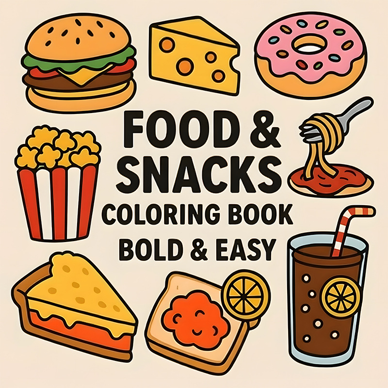 Food Snacks Coloring Book - Gruba książka do kolorowania o tematyce