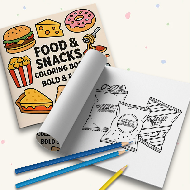 Gruba książka do kolorowania o – Food Snacks Coloring Book recenzja i cena