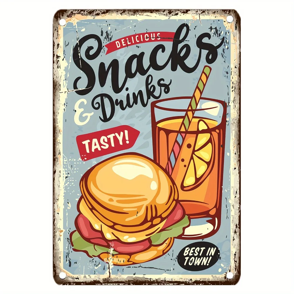 Metalowy szyld w stylu vintage – Food Snacks Drinks recenzja i cena